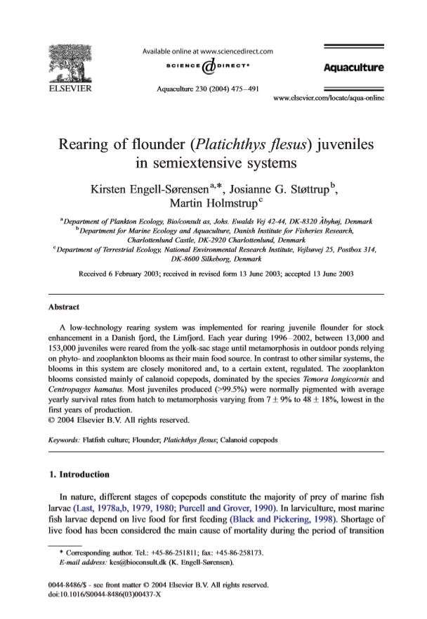 11.engell-sørensen et al 2004_rearing of flounder (platichthys flesus) juveniles in semiextensive systems